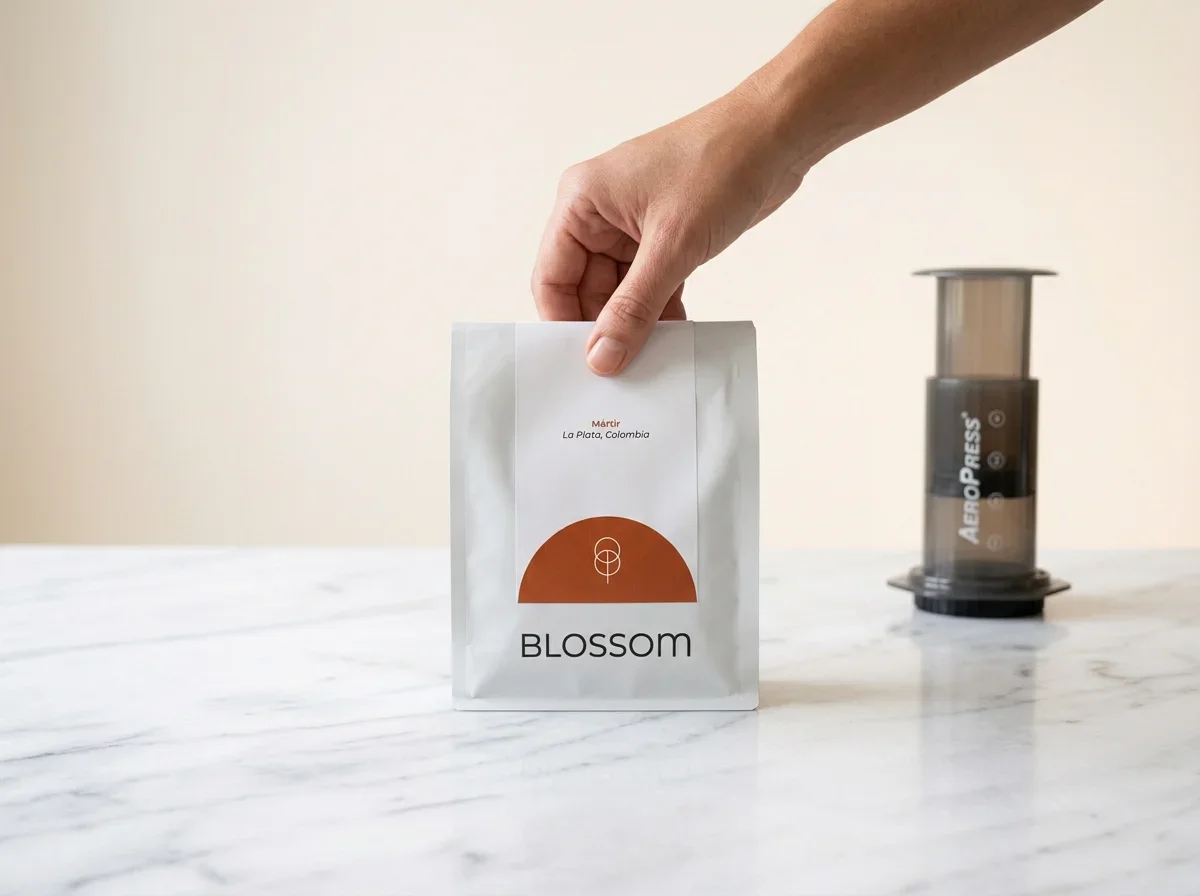 Blossom Coffee Roasters coffee beans packaging