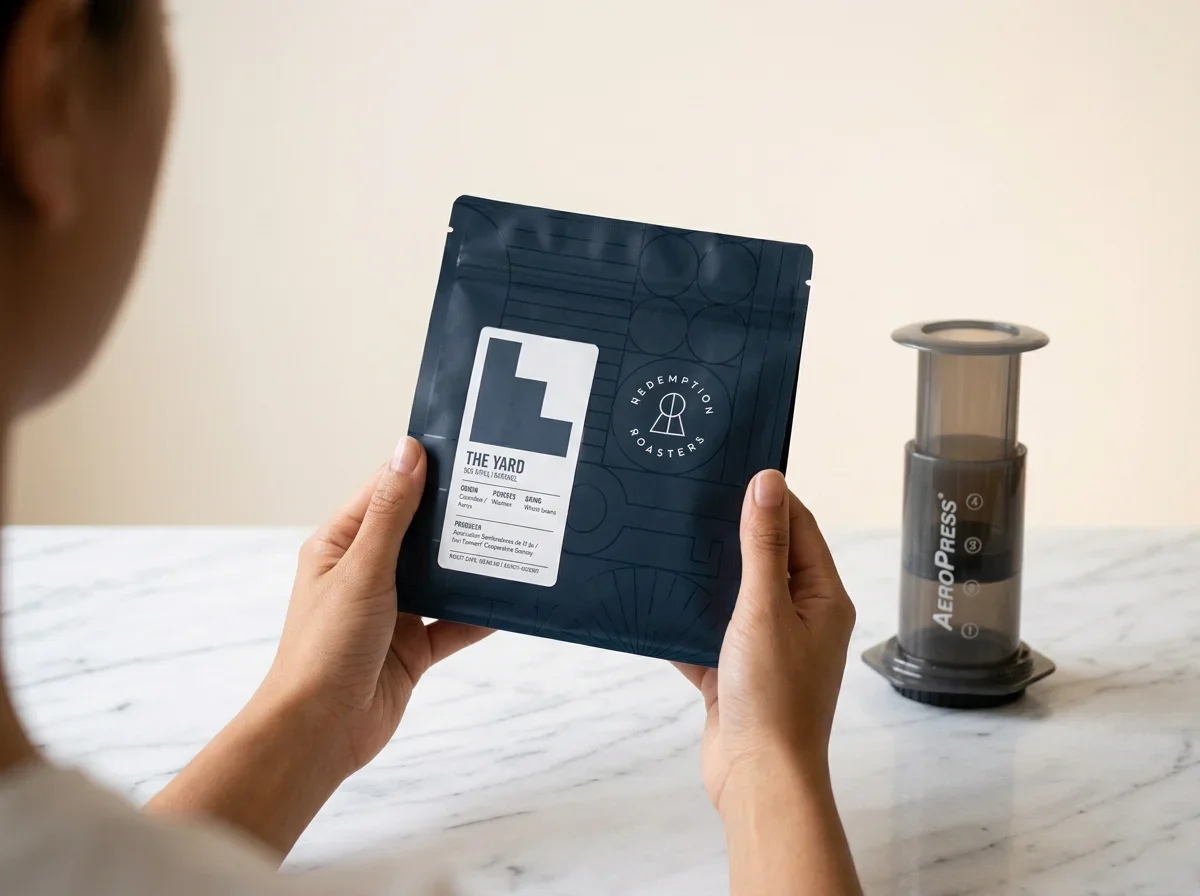 Redemption Roasters coffee beans packaging