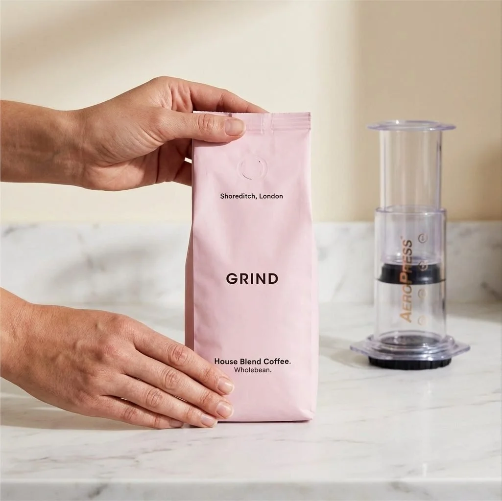 Grind coffee product, London coffee brand with locations across the city