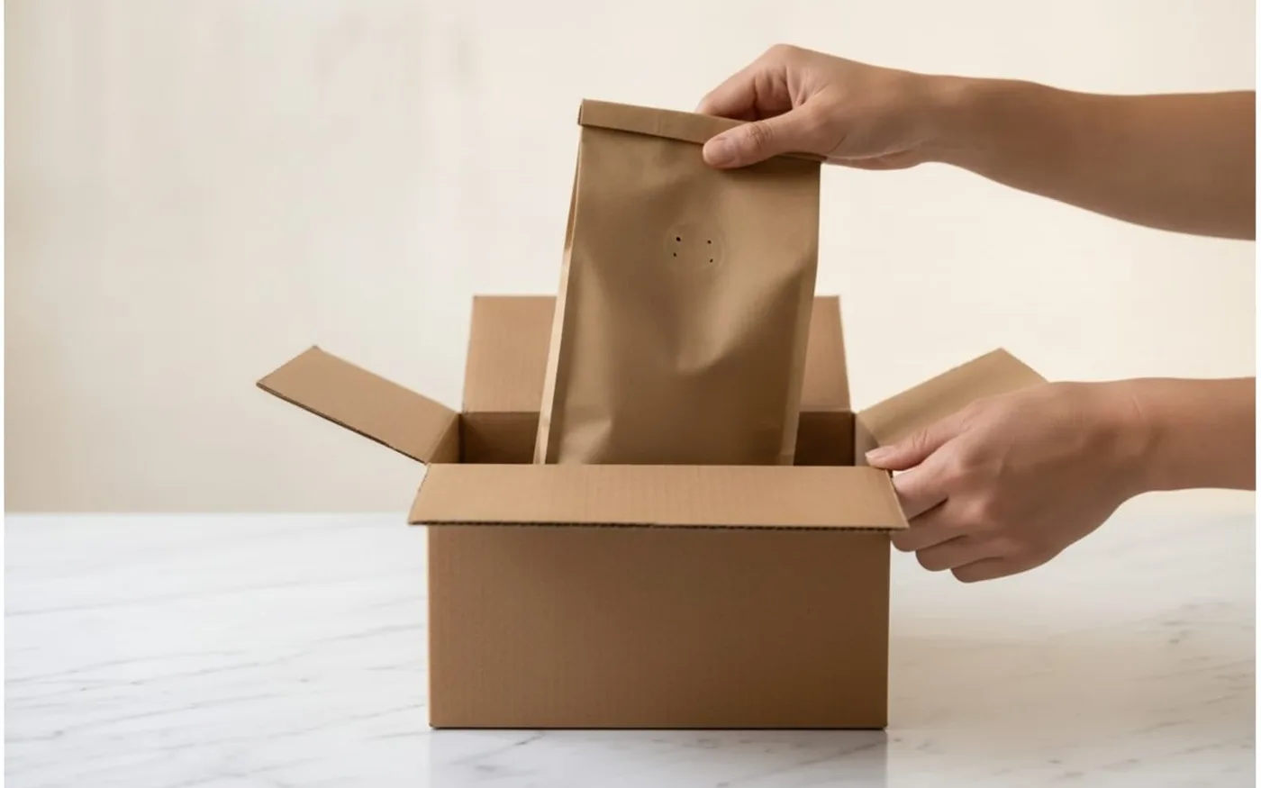 Unboxing a coffee subscription delivery