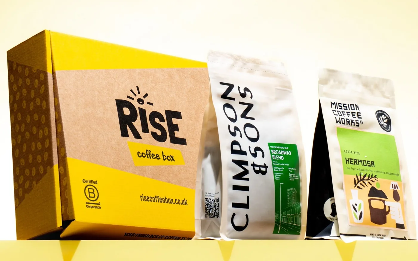 Rise Coffee Box delivery box with two bags from guest roasters
