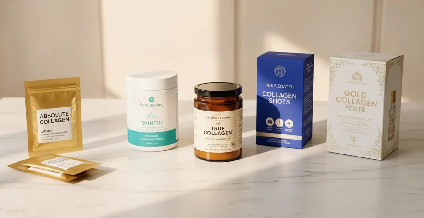 Best collagen supplements for hair displayed on a light background