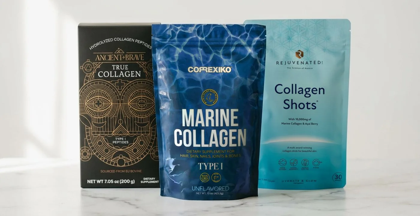 Best collagen for skin UK - Ancient + Brave True Collagen, Correxiko Marine Collagen and Rejuvenated Collagen Shots, tested by Clemmie Rose