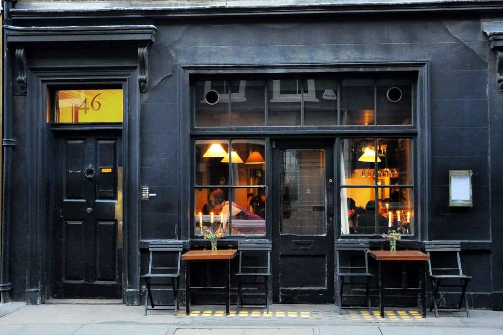 Andrew Edmunds restaurant interior, intimate dining on Lexington Street, Soho, London