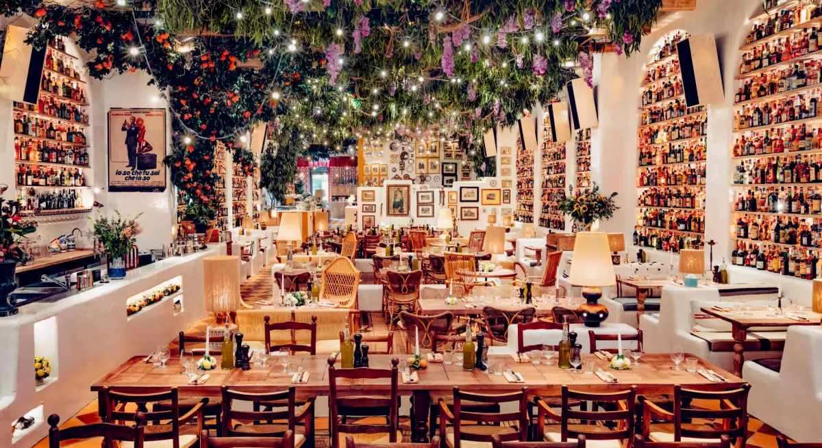 Ave Mario restaurant interior with Renaissance murals and grand dining room, Covent Garden, London