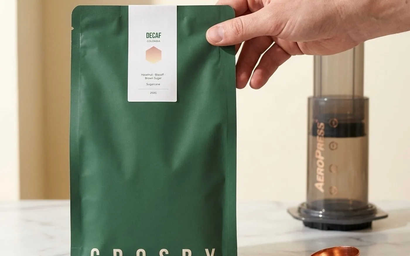 Crosby Coffee decaf coffee beans, speciality newcomer decaf