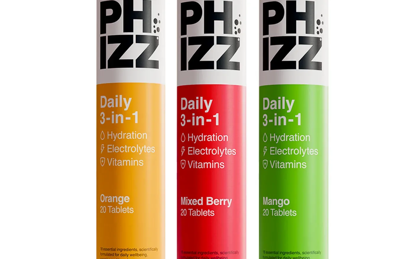 22. Phizz 3-in-1 - Effervescent Multivitamin, Not an Electrolyte - Electrolyte powder and water preparation for daily hydration