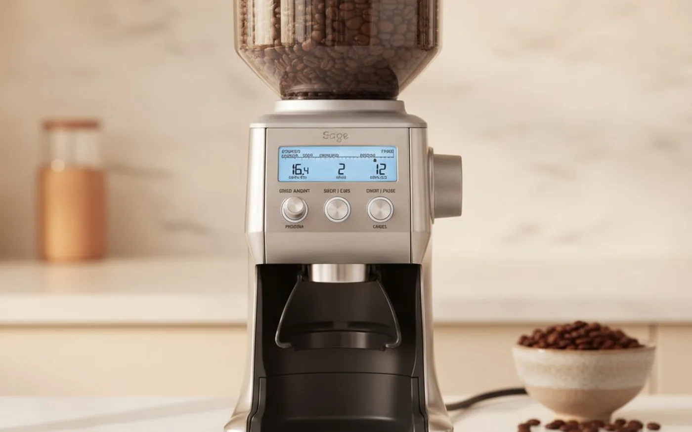 Sage Smart Grinder Pro in brushed stainless steel