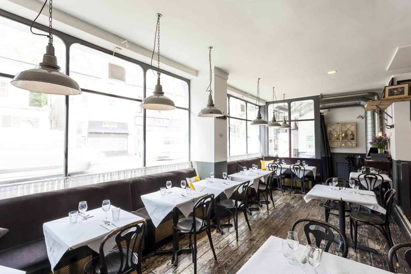 Trullo restaurant interior, northern Italian trattoria in Highbury, London
