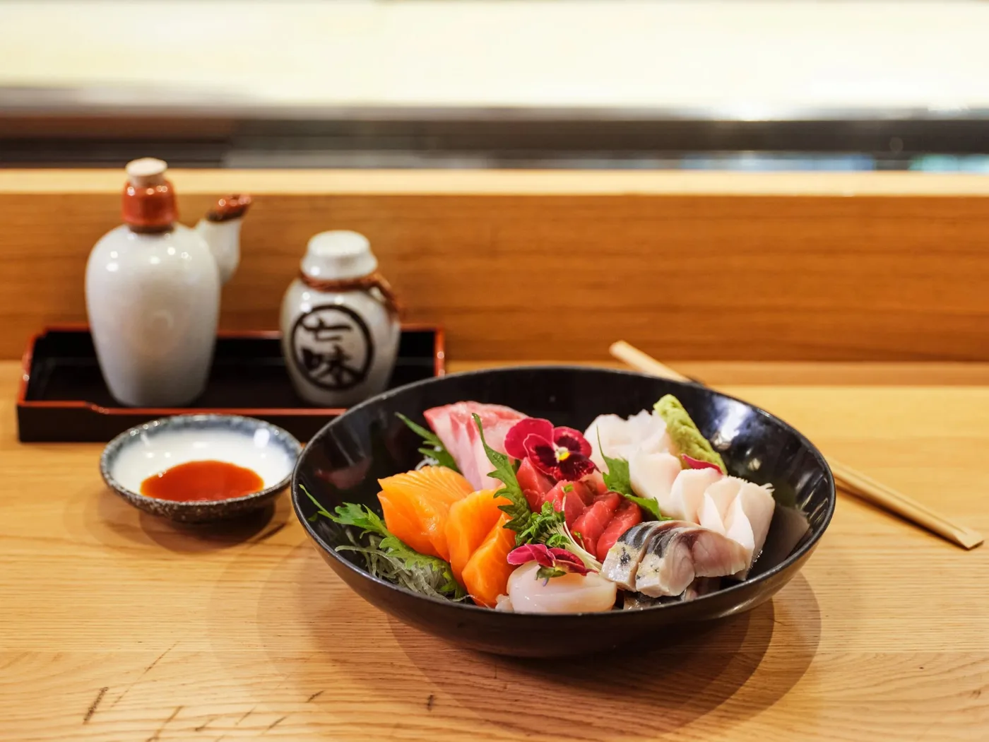 Chisou sashimi bowl at the counter, Mayfair London