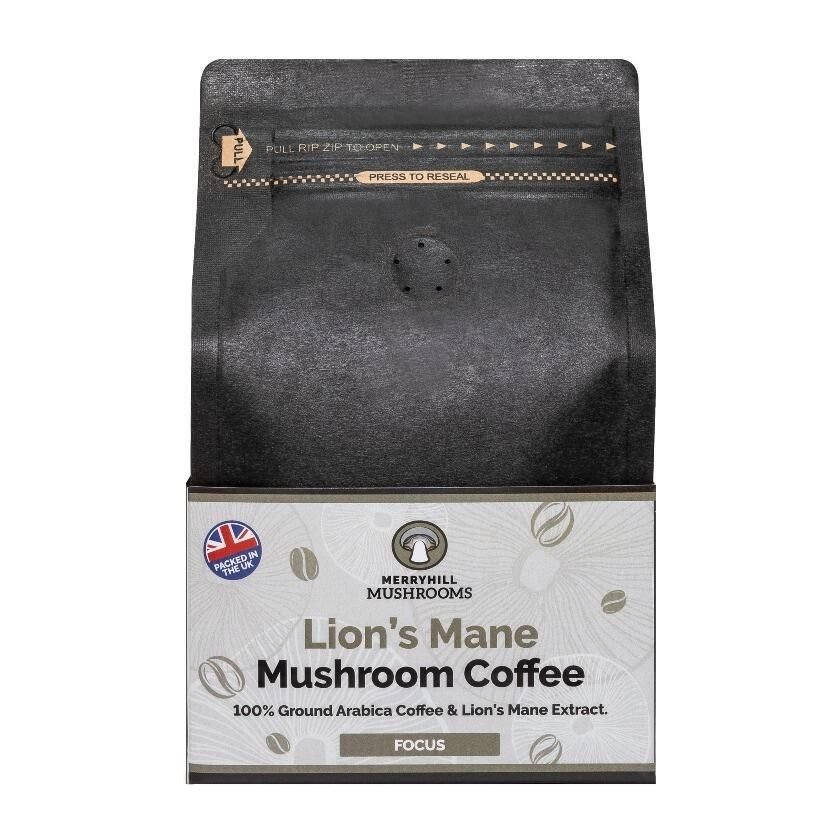 Merryhill Mushrooms Lion's Mane Coffee, UK-grown organic mushroom coffee blend