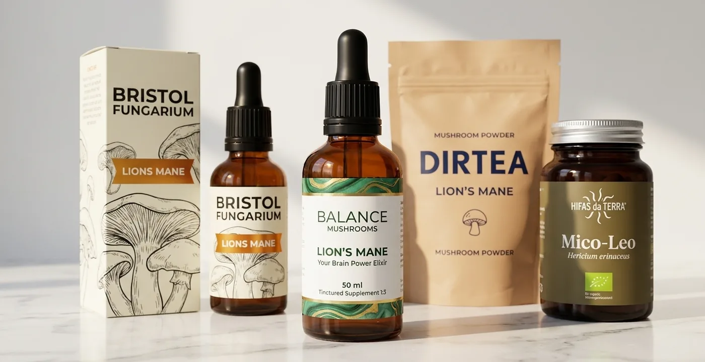 Best lions mane supplement UK - Balance Coffee Lion's Mane Elixir, Bristol Fungarium, DIRTEA and Hifas da Terra Mico-Leo compared