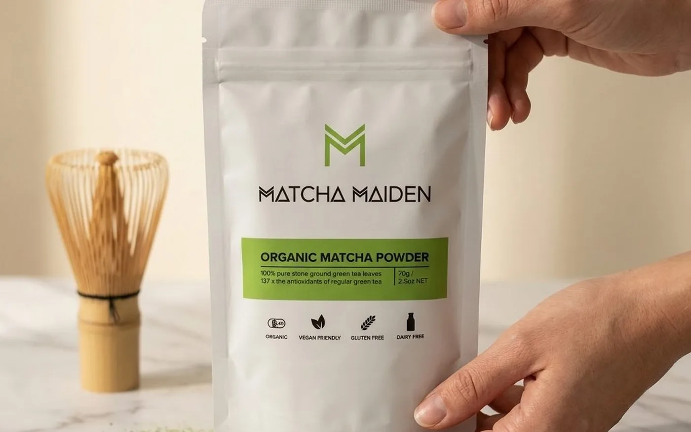 Matcha Maiden ceremonial matcha powder pouch