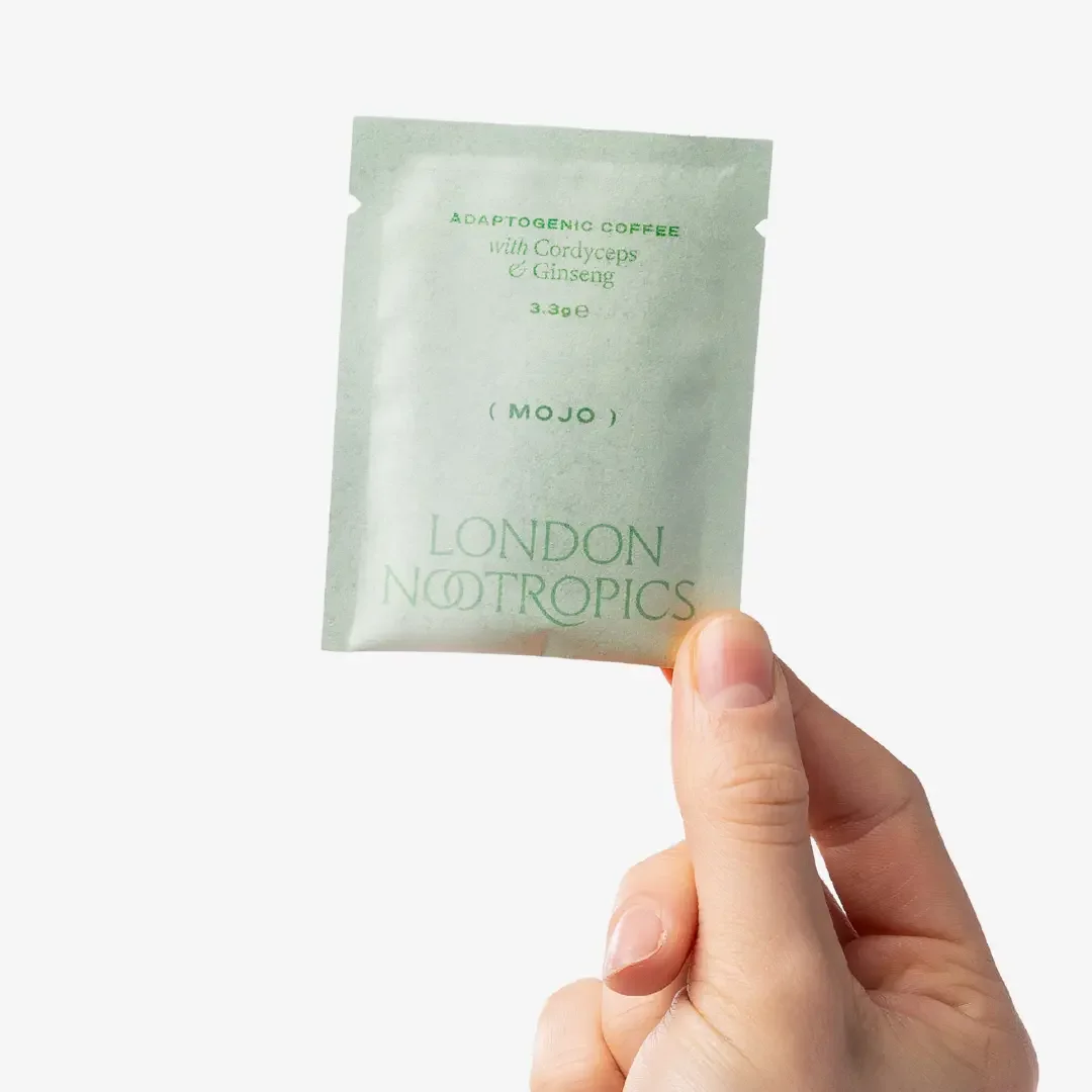 London Nootropics mushroom coffee blend packaging