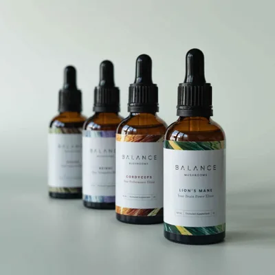 Balance Coffee Lion's Mane Elixir bottles