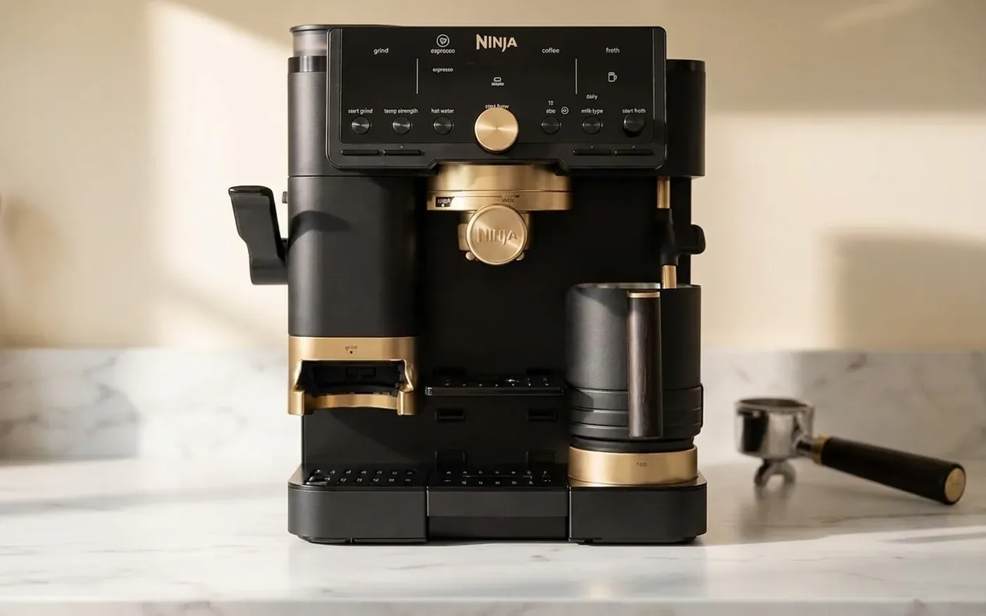 Ninja Luxe Café Pro David Beckham Limited Edition in matte black and gold
