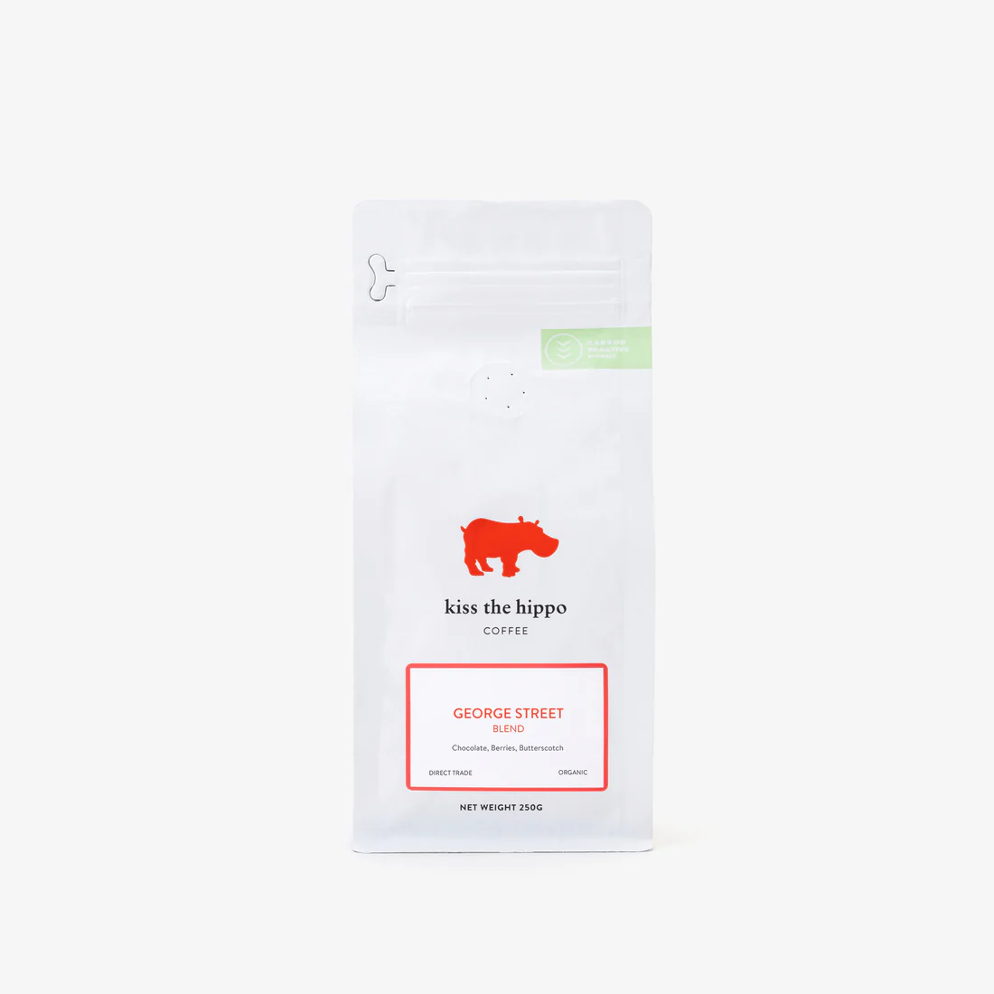 Kiss the Hippo coffee beans packaging