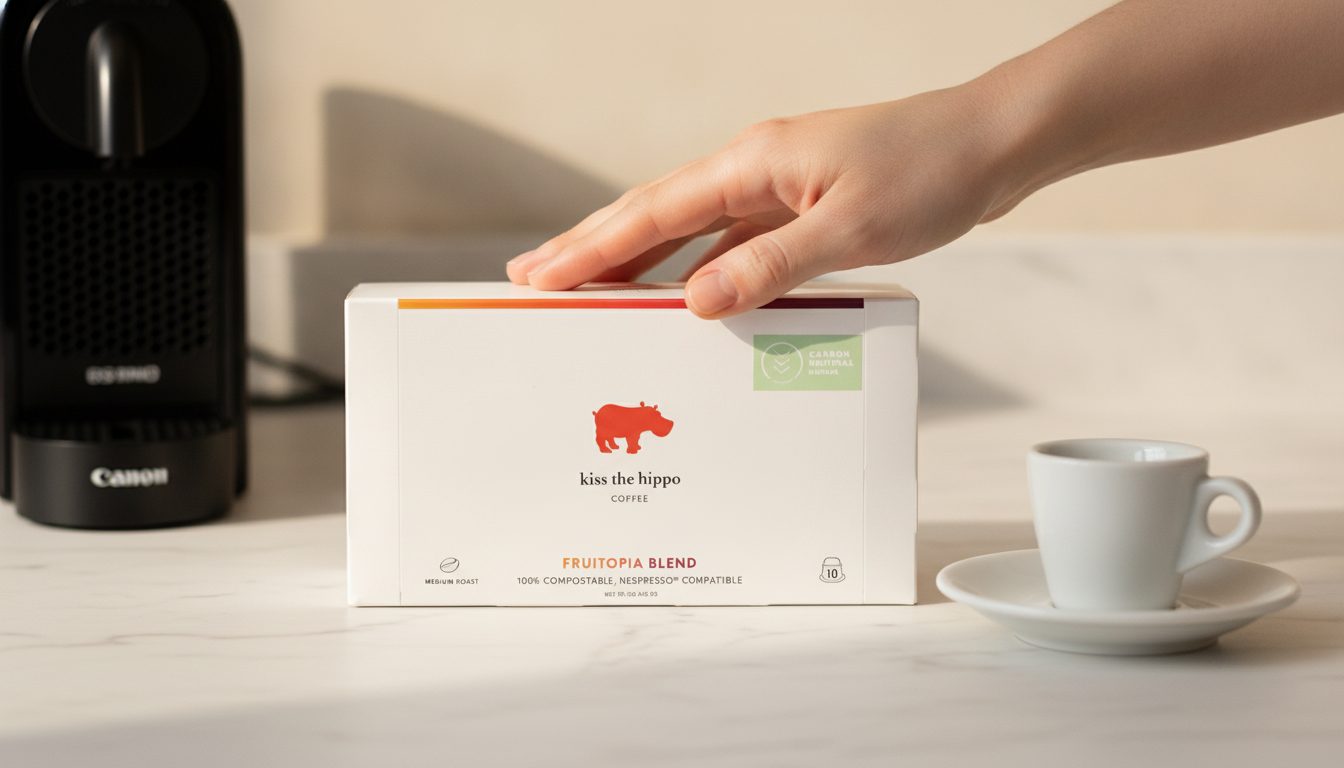 Kiss the Hippo organic compostable Nespresso compatible pods