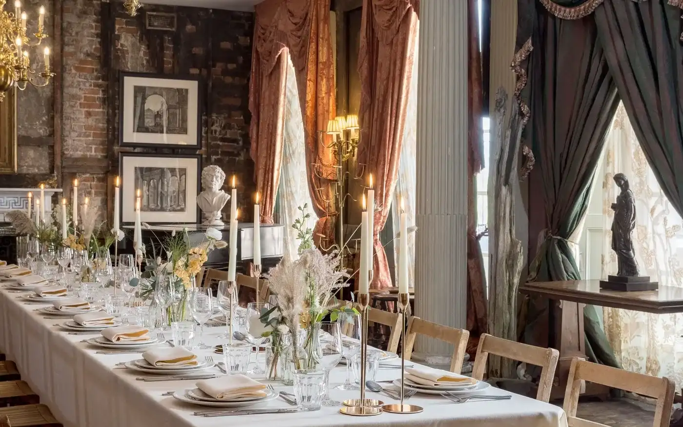 Brunswick House Georgian mansion private dining table, Vauxhall, London