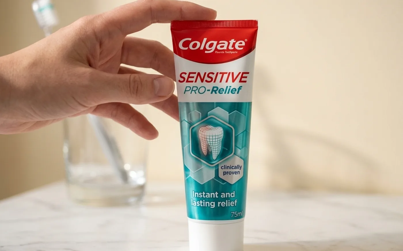 Colgate Sensitive Pro-Relief toothpaste tube