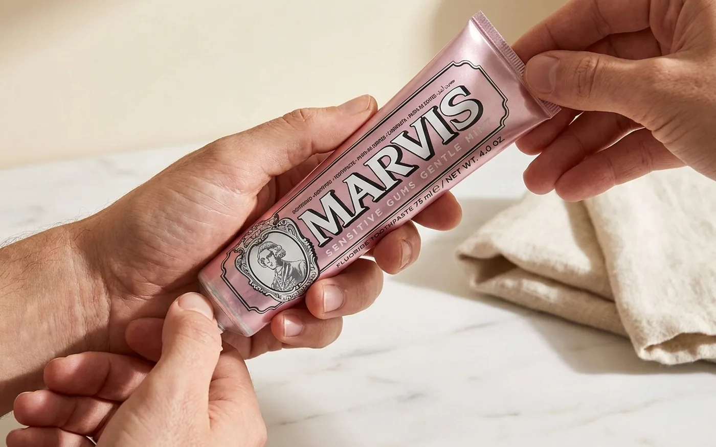 Marvis Sensitive Gums Gentle Mint toothpaste tube