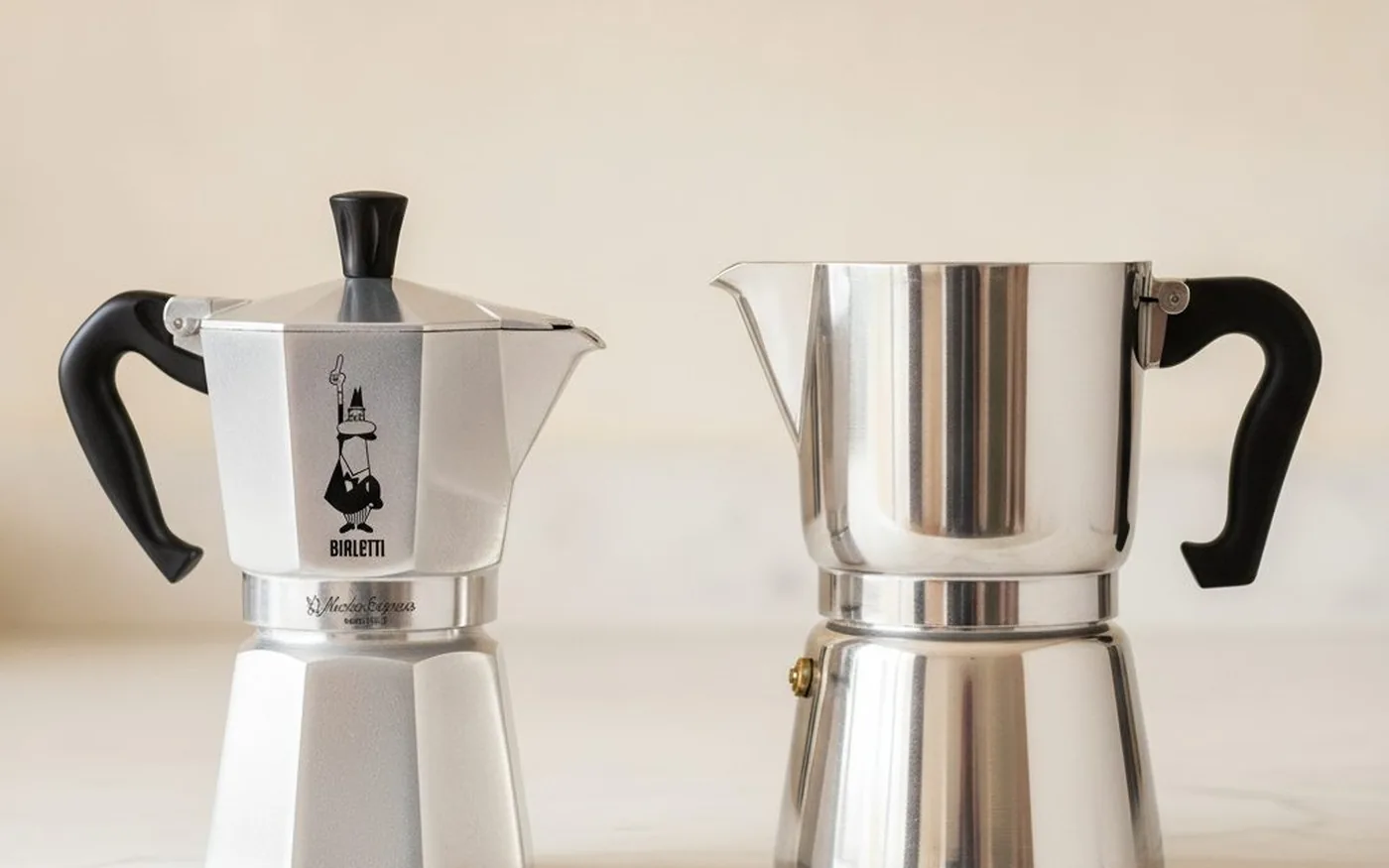 Induction hob vs gas stovetop side by side for moka pot brewing