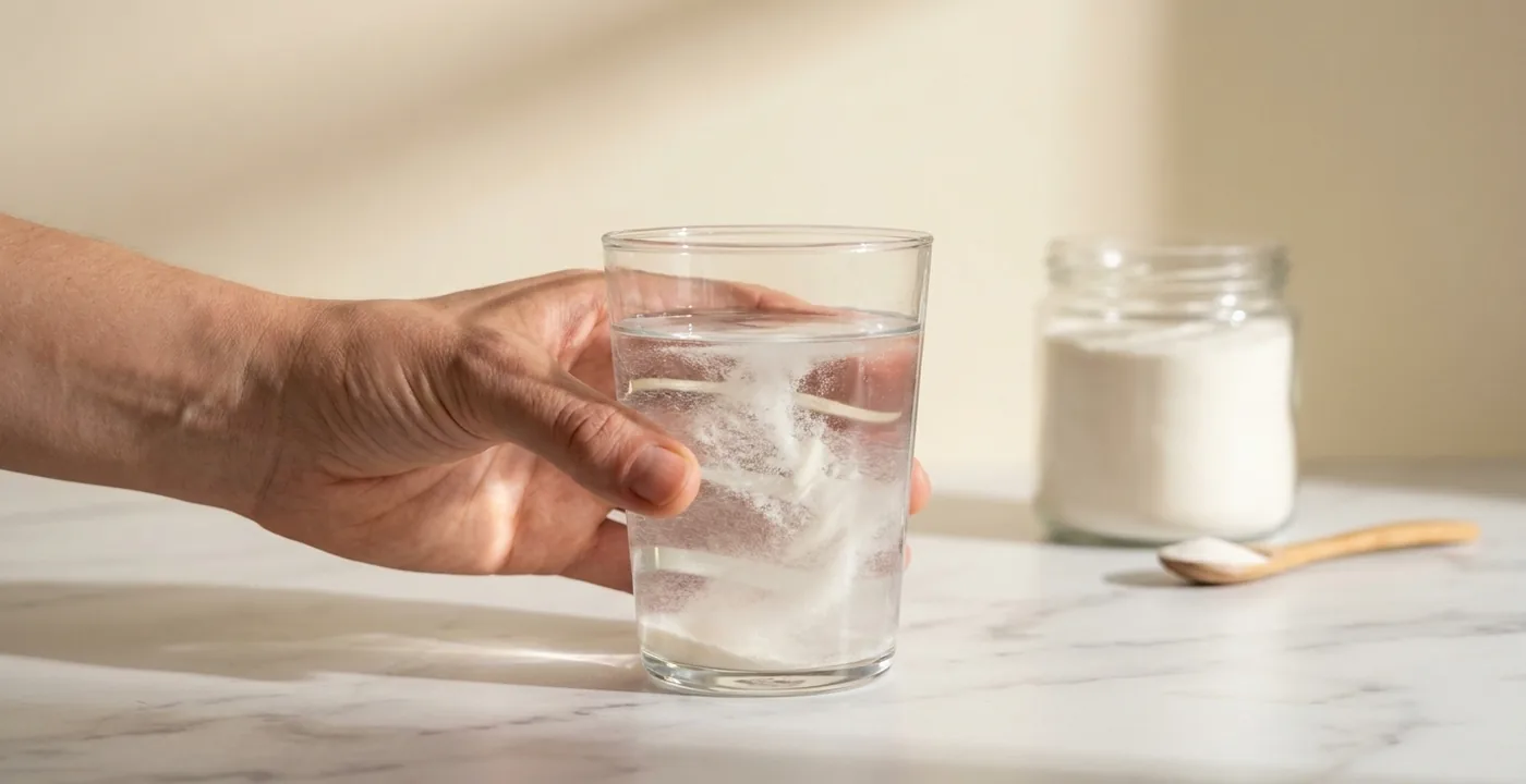 Collagen supplement powder and scoop, representing the evidence review of claimed collagen side effects