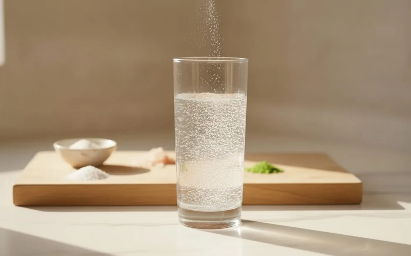 Electrolyte minerals dissolving in water showing sodium, potassium and magnesium