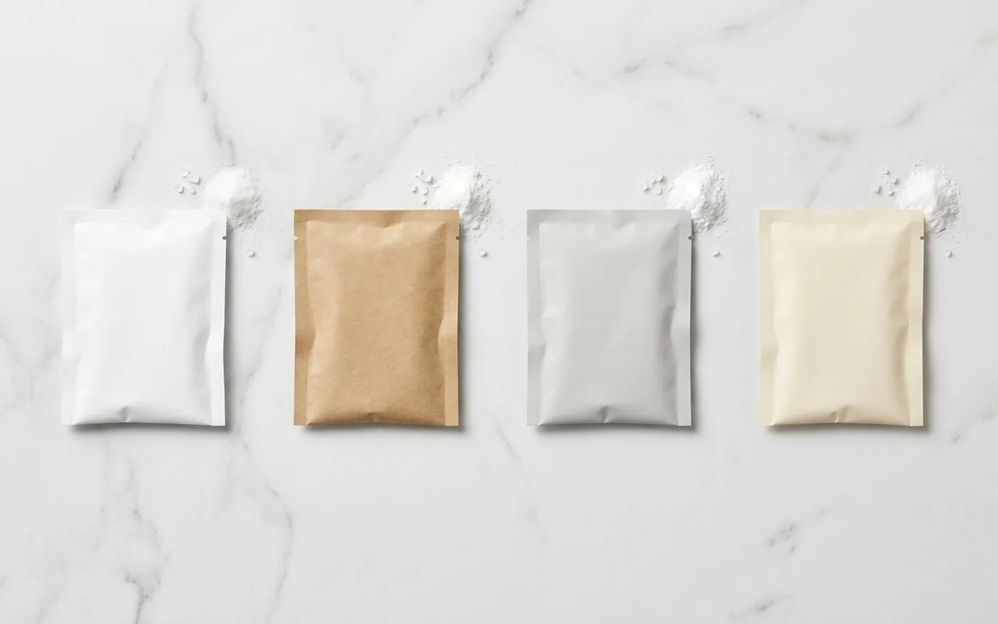 Flatlay comparison of electrolyte sachet brands