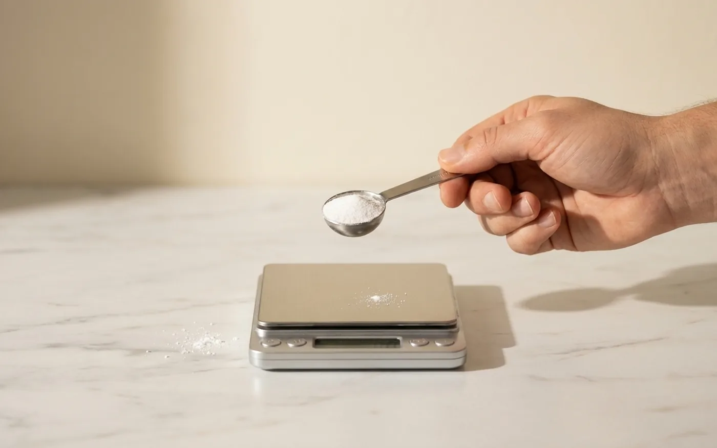 Measuring the 1,000mg sodium content in a Free Soul Hydrate sachet