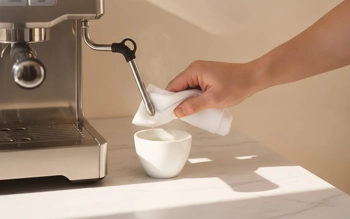 Steam wand cleaning