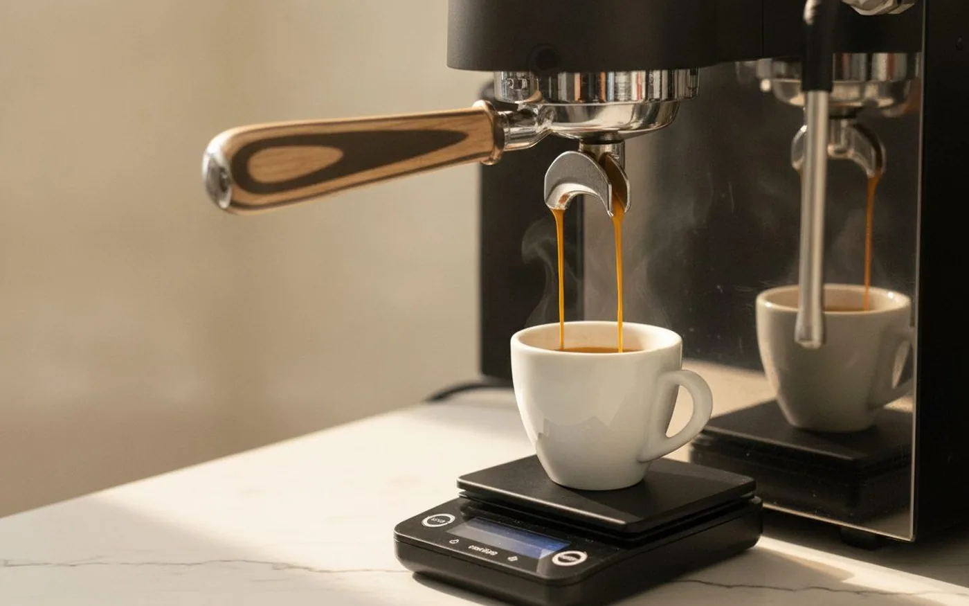 Espresso shot extraction with golden crema