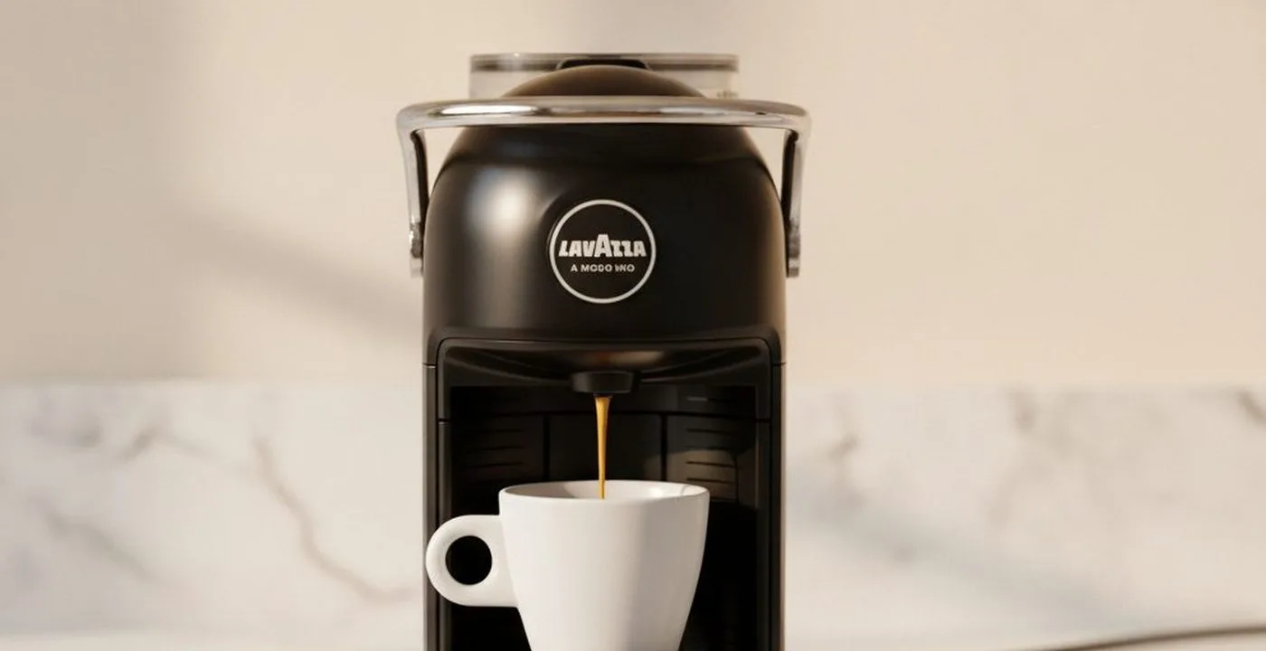 Lavazza Jolie Evo pod machine on a kitchen worktop