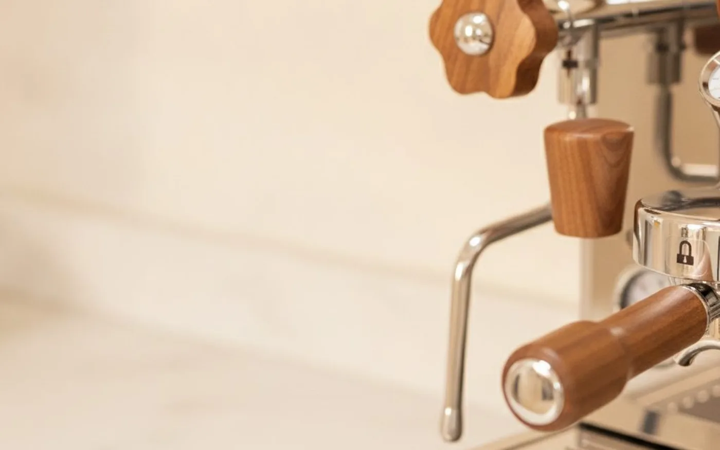 walnut wood espresso machine accents