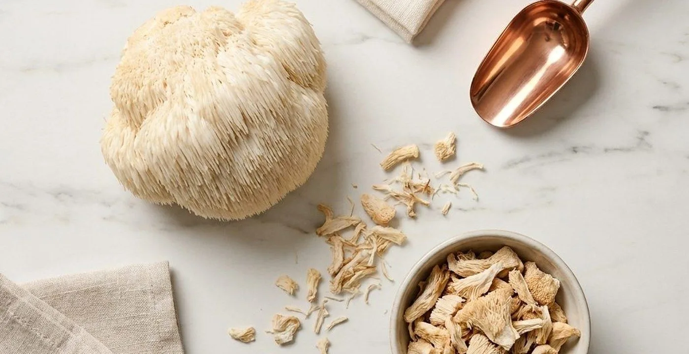 Lion's mane mushroom supplement alongside clinical research context