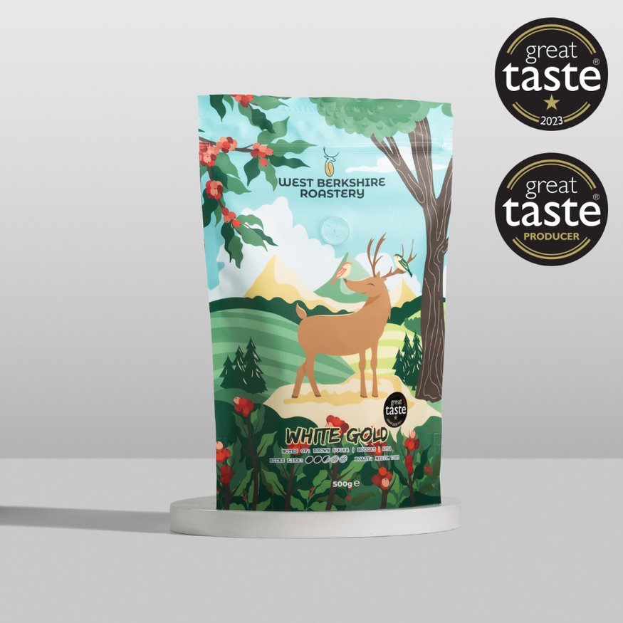 West Berkshire Roastery White Gold coffee, high-airflow roasted low acid speciality coffee