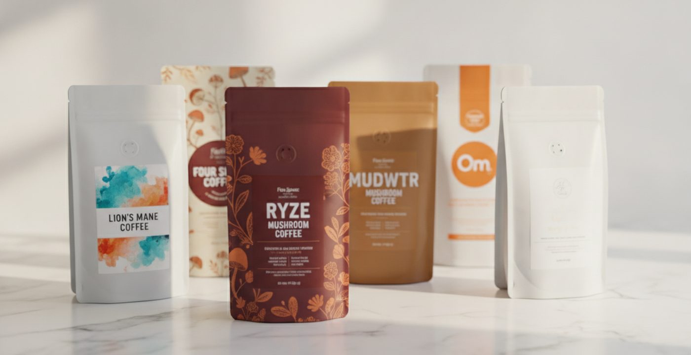 Mushroom coffee vs regular coffee comparison - two cups side by side