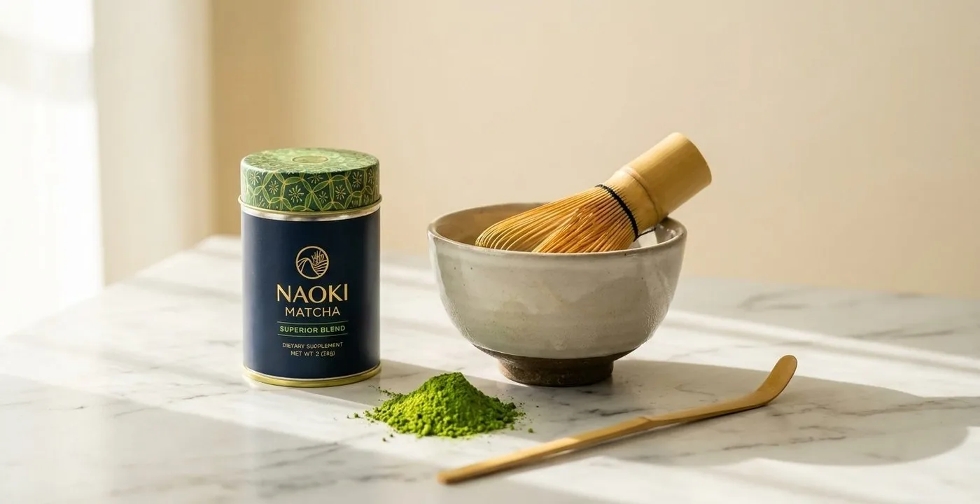 Three Naoki Matcha tins - Superior Blend, Fragrant Yame, and Chiran Harvest arranged side by side