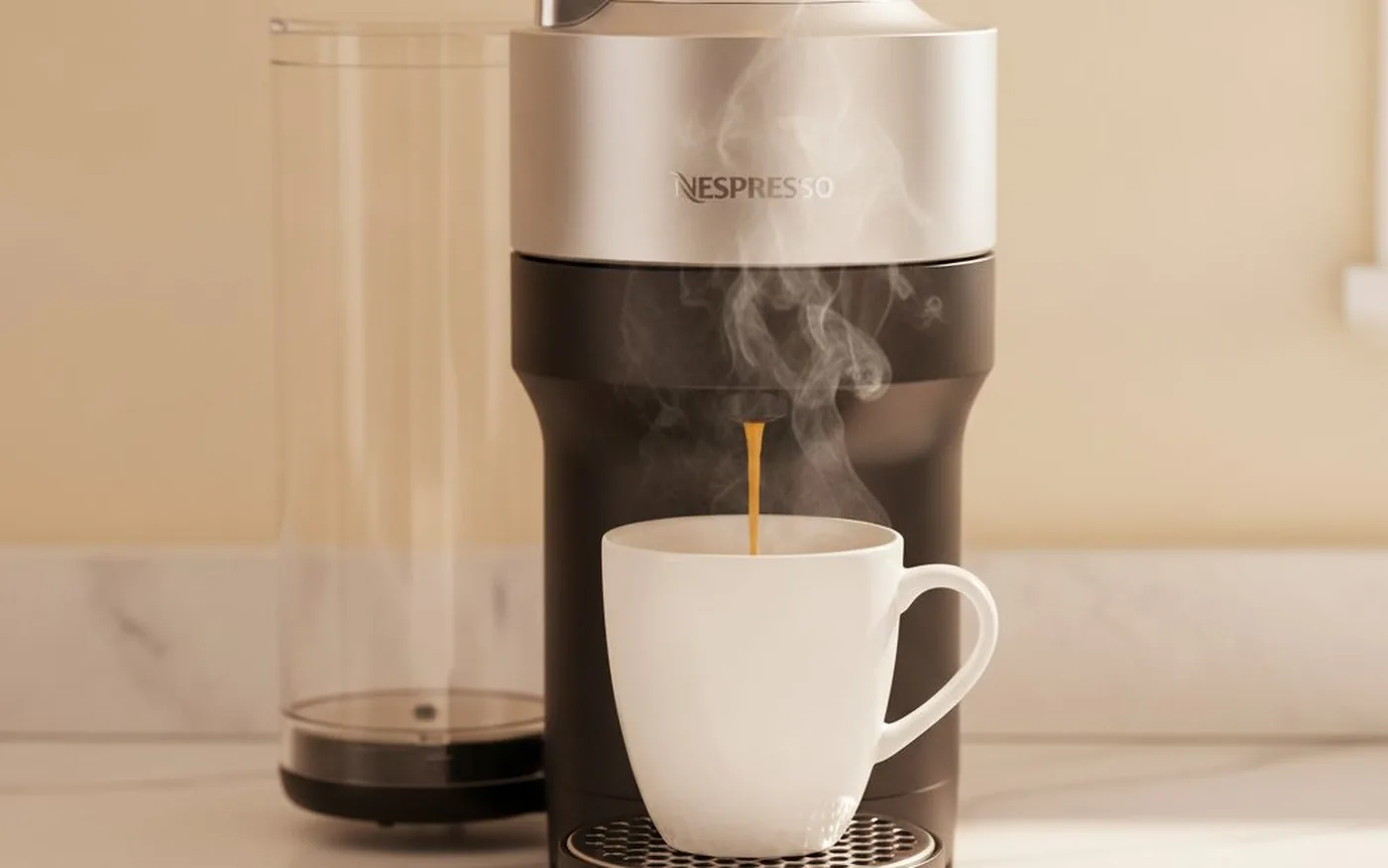 Nespresso Vertuo Deluxe brewing a mug of coffee
