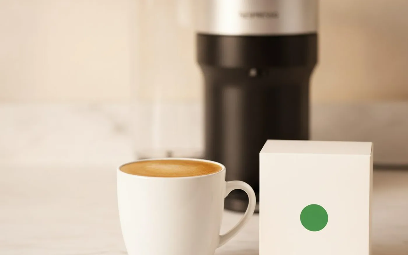 Finished cup of coffee from the Nespresso Vertuo Deluxe