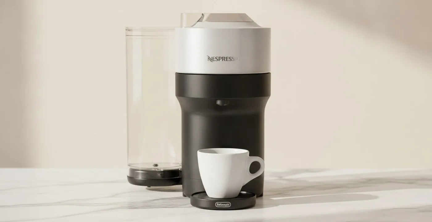 Nespresso Vertuo Next coffee machine on a kitchen counter