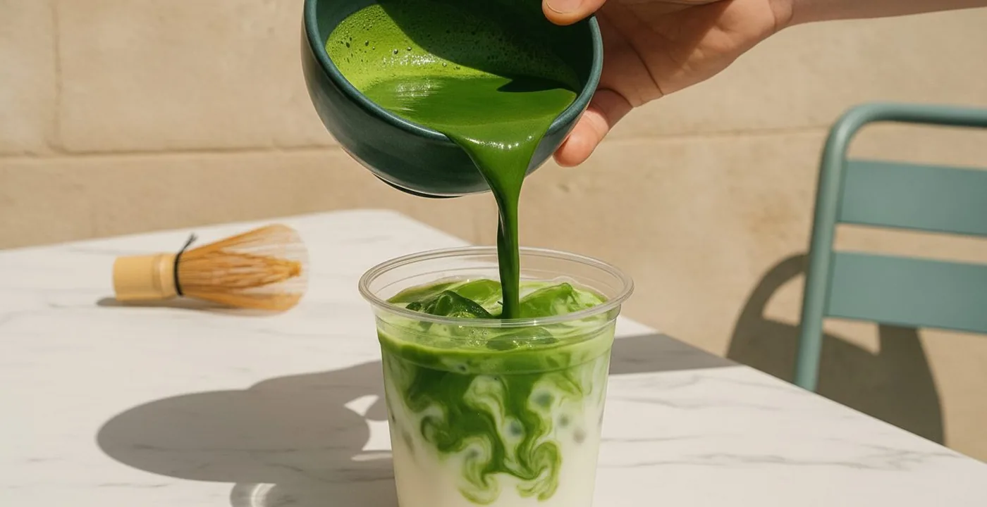 PerfectTed ceremonial matcha powder - vibrant jade green colour in glass bowl