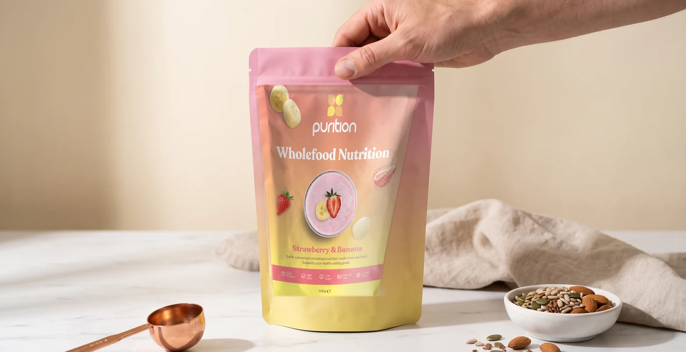 Purition whole-food protein shake 500g bag reviewed by a nutritionist