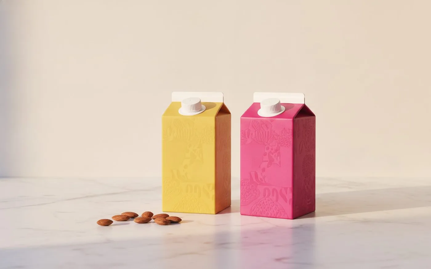 almond carton packaging display