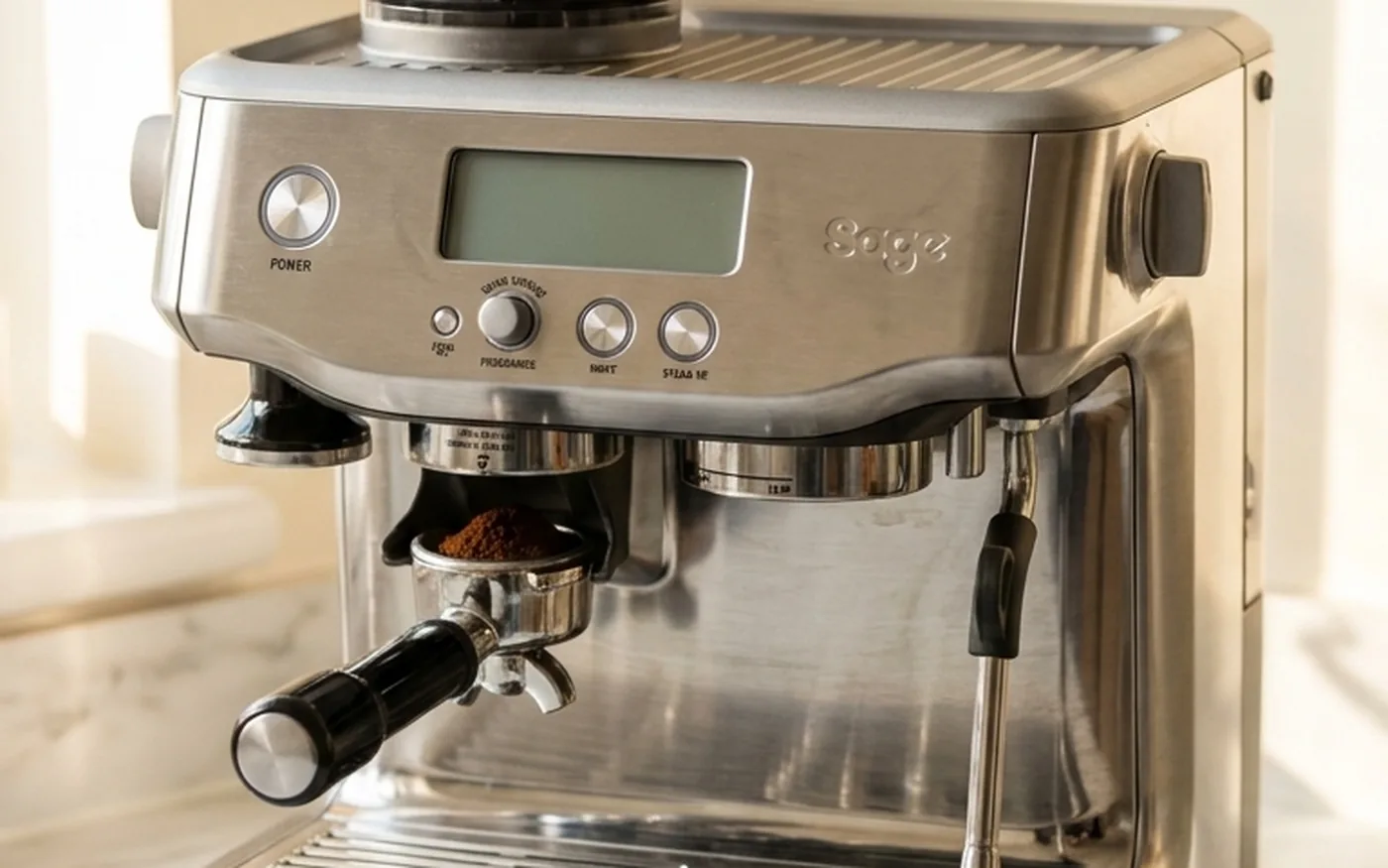 Sage Barista Pro SES878 espresso machine in brushed stainless steel