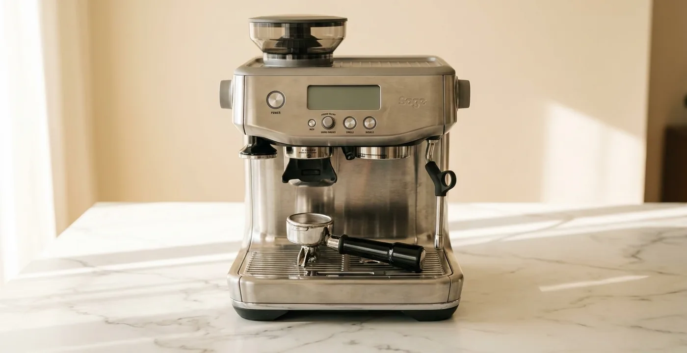 Sage Barista Pro SES878 espresso machine on a kitchen counter