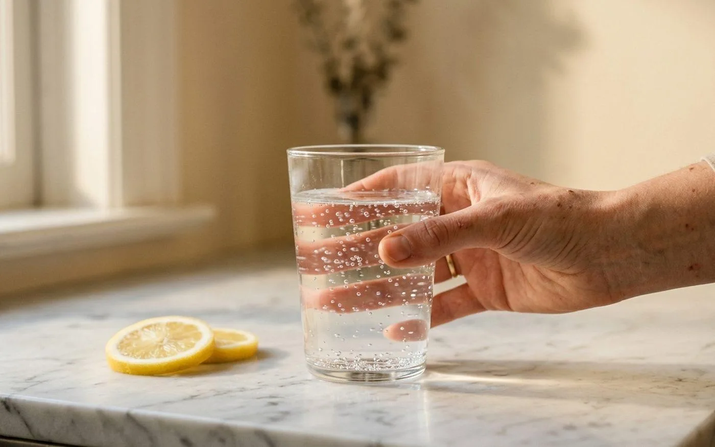 Glass of water representing hydration and electrolyte balance