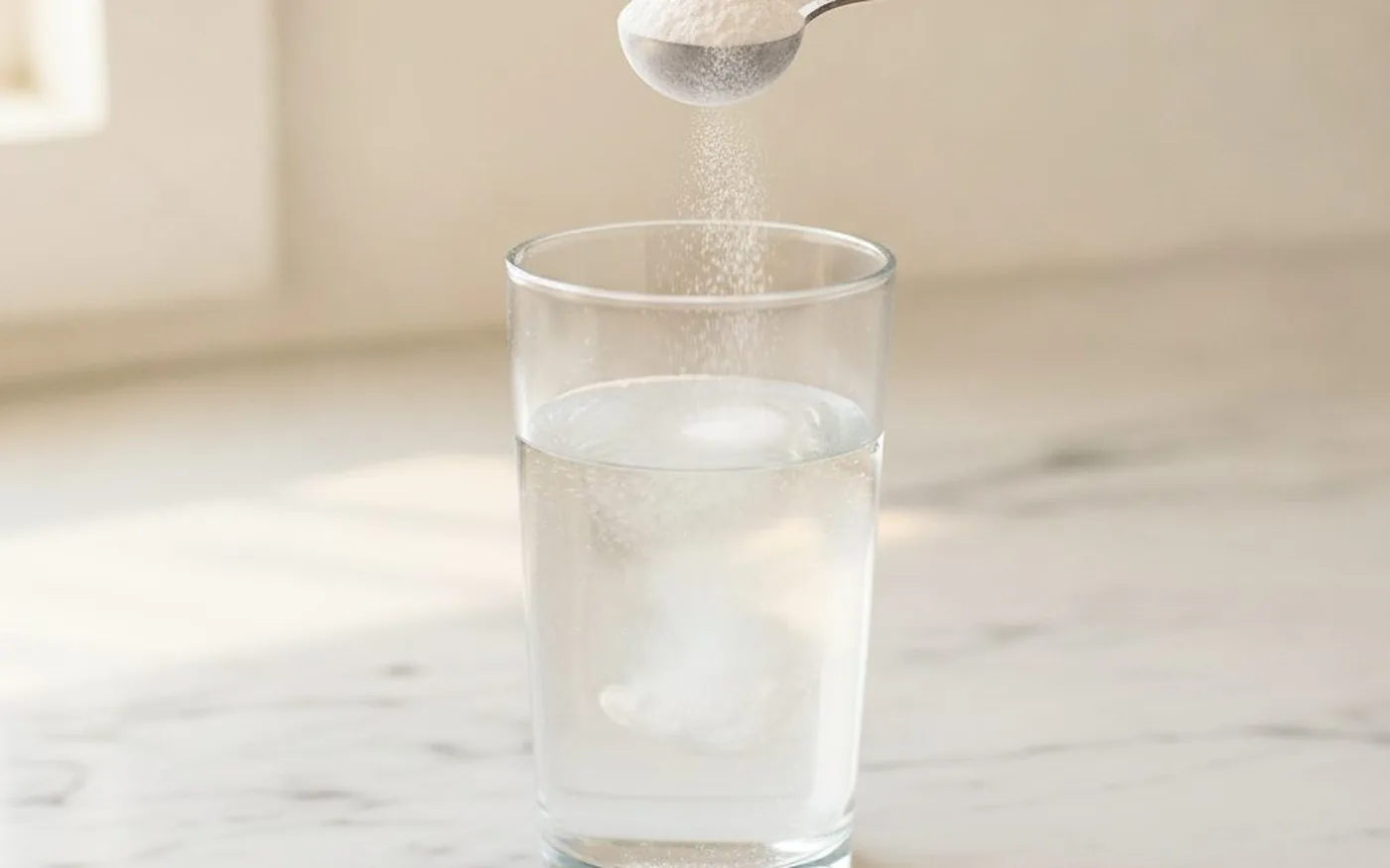 Three glasses of water showing different stages of electrolyte mixing