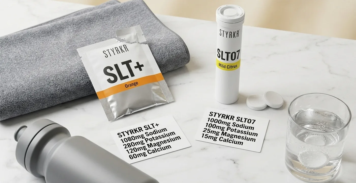 Styrkr SLT+ electrolyte sachets and SLT07 tablets reviewed by a UK nutritionist
