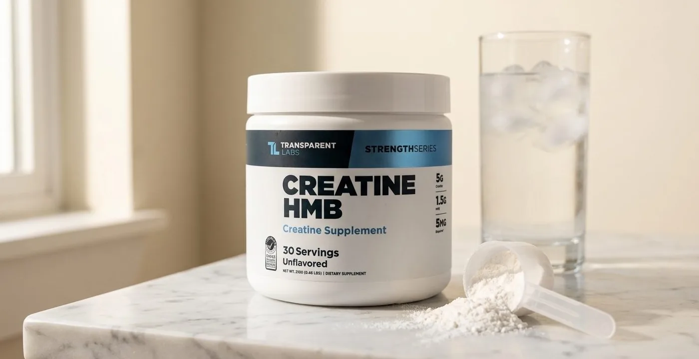 Transparent Labs Creatine HMB supplement tub with nutritionist review verdict
